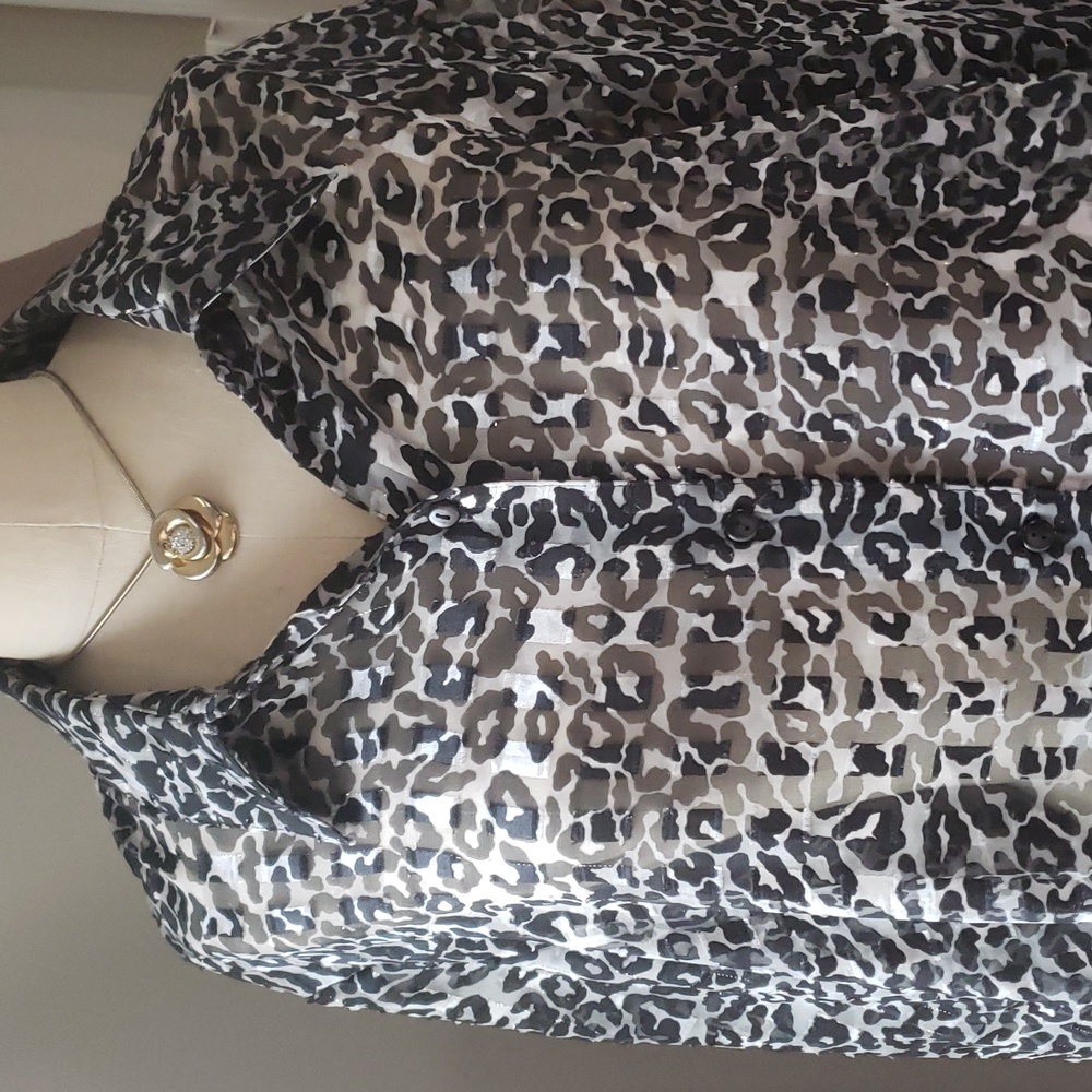 Sheer Leopard Print Button Down Shirt